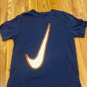 Navy T-Shirt with Orange and White Logo
